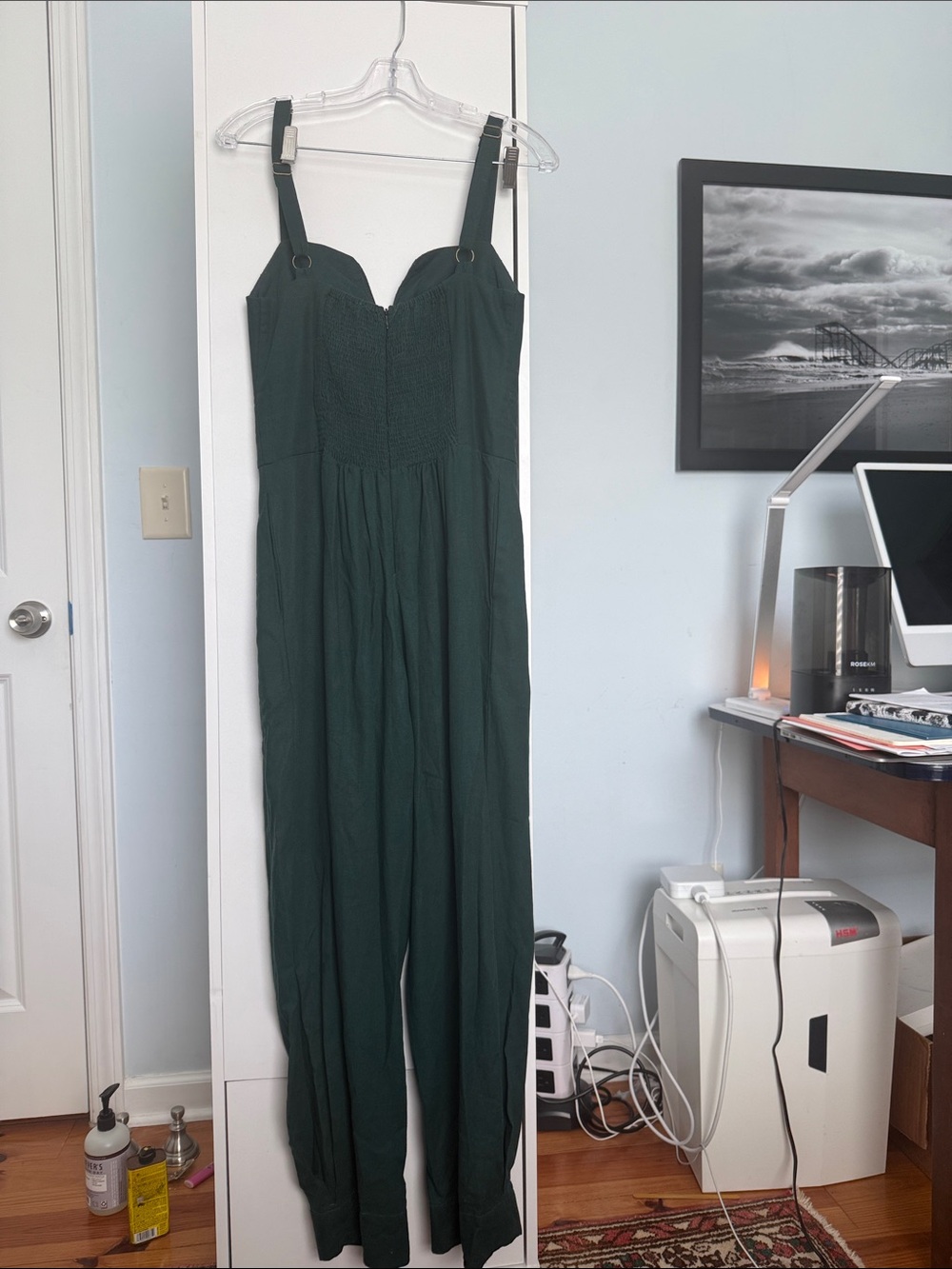FARM Rio Dark Green Sweetheart Wide-Leg Jumpsuit - Picture 2 of 2